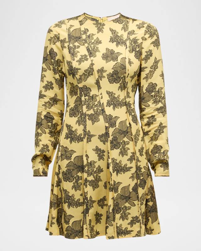 Juliette Floral Long-Sleeve Mini Dress